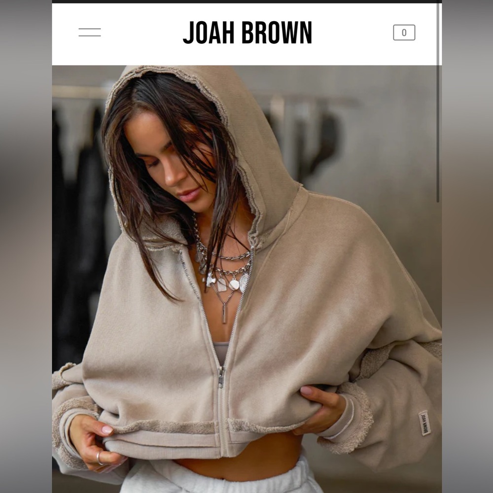 Joah brown DECONSTRUCTED CROP ZIP HOODIE